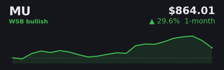 MU +29.6% over the last month