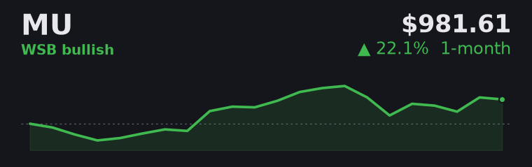 MU +22.1% over the last month