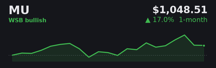 MU +17.0% over the last month